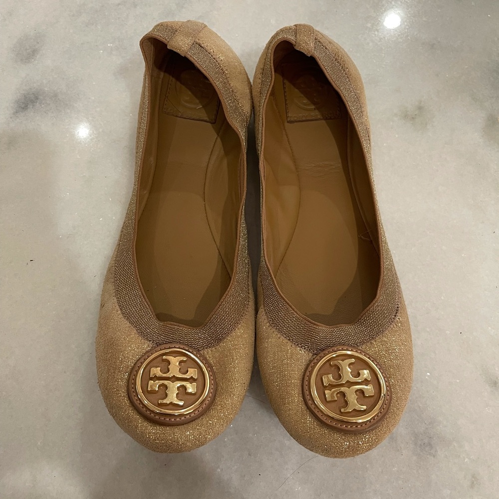 Tory Burch Gold Caroline Flats